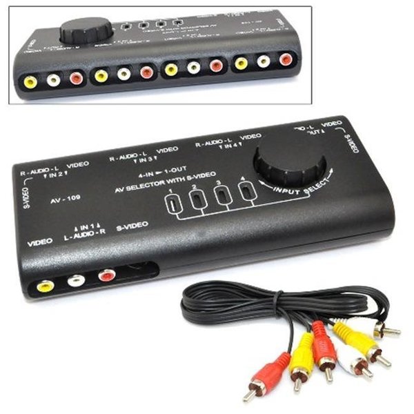 Ikkegol IKKEGOL 10406 4 in. 1 AV Audio Video Signal Switcher S-Video Selector with RCA Cable 10406